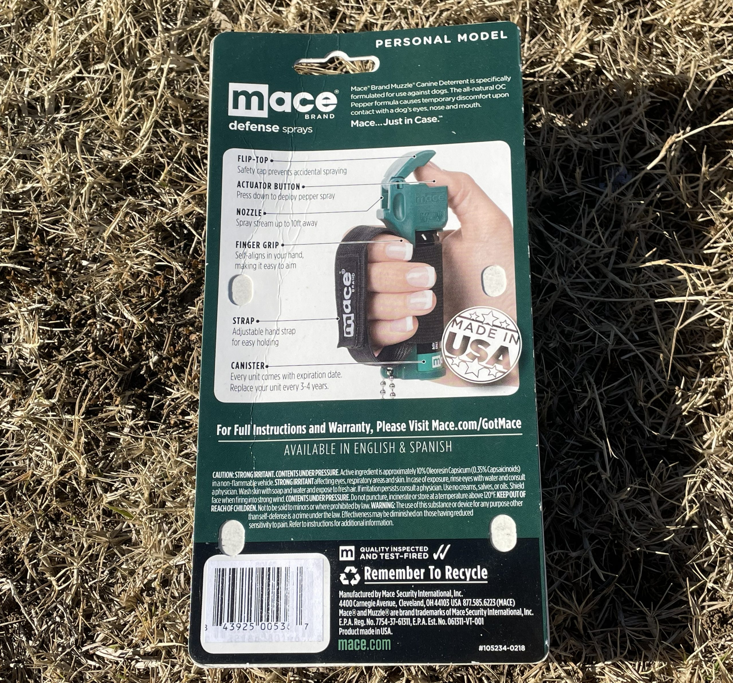 Mace Canine 2 | Escape Unharmed by GSI Mace Muzzle back of package