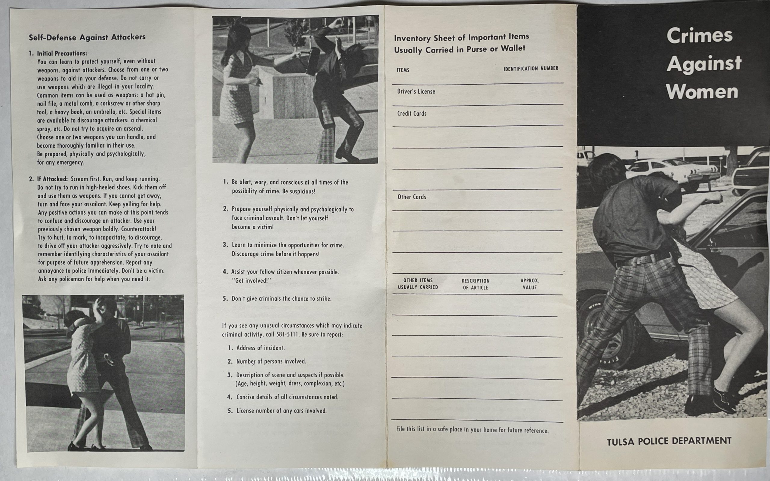 1980ish Crimes Against Pamphlet from Tulsa PD